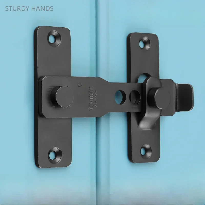 1 set of stainless steel non perforated anti-theft door buckles surface mounted adjustable sliding door latch locks door latch