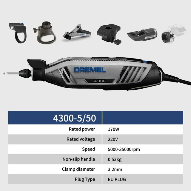 DREMEL 4300 5-50 Rotary Tool Kit Mini Electric Drill Grinder Grinding With  LED Light 5