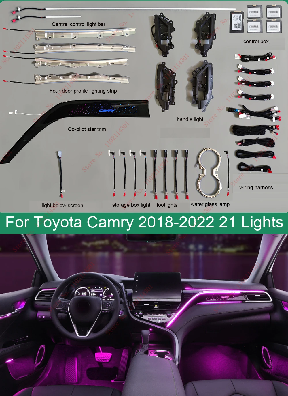 64 Colors Atmosphere Light For Toyota Camry 20182022 Lights Phantom