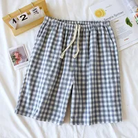 2026 New Summer Couple Japanese Shorts 100% Cotton Men's and Women's Plaid Simple Large Thin Home Shorts plaid pajama pants - Image 5