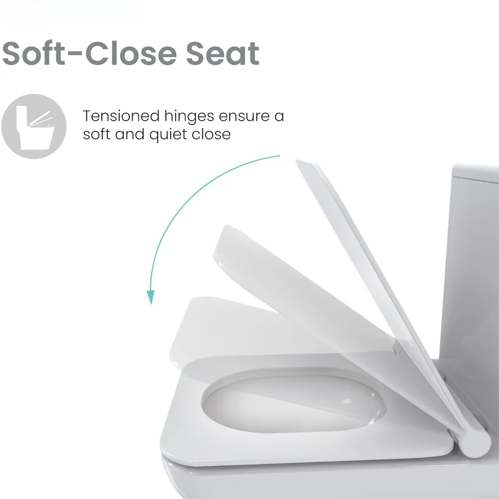Carre One-Piece Square Toilet Dual-Flush 1.1/1.6 gpf, Touchless White, squat potty, toliet 4