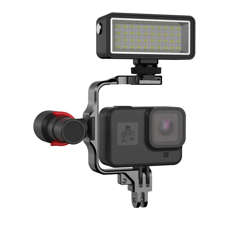 

Aluminum Alloy Action Camera Live Vlog Video Shooting Bracket with Cold Shoe Mount for Gopro 11 10 9 8 Cage Rig Protective Frame