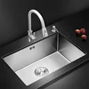 Stainless Steel Brushed Kitchen Sinks Handmade Single-slot Dish Washing Sink Built-in Dishwasher Household Kitchen Accessories y 3