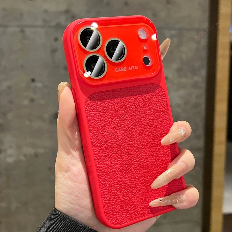 Leather Phone Case with Big Window & Shockproof Camera Protector Cover