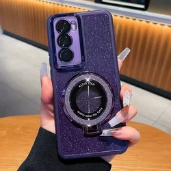 Luxury Glitter Ring Stand Case - Elegant TPU Cover with Sparkling Design for OPPO A36 4G (PURPLE Holder)