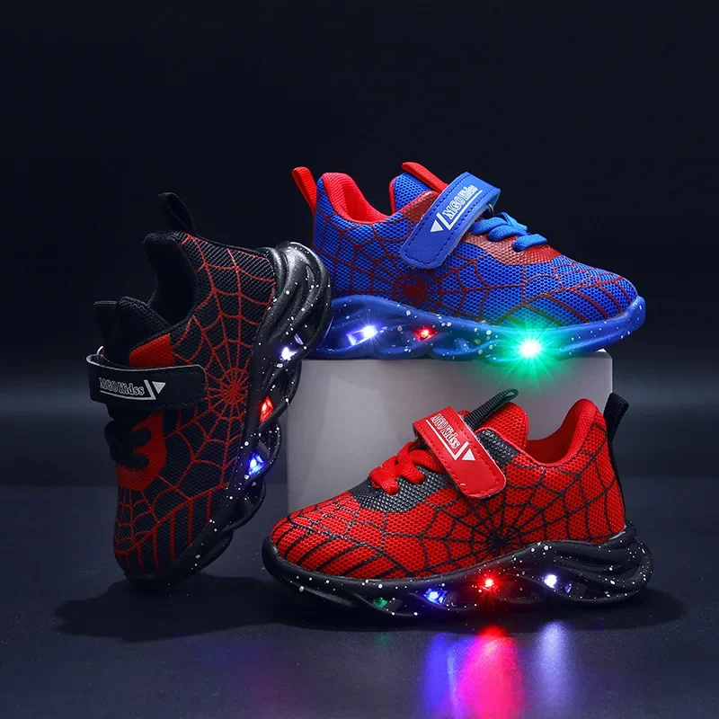 Children's Casual Sports Shoes Mesh Breathable Baby Kid's LED Light Shoes New Style 1-6 Year Old Cool Boys' Running Shoes