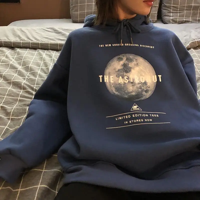 Women Harajuku Winter y2k Tops Oversize Hoodies Plus Velvet Sweatshirt Large Size Fashion Pullovers Streetwear O-Neck Tops L-4XL