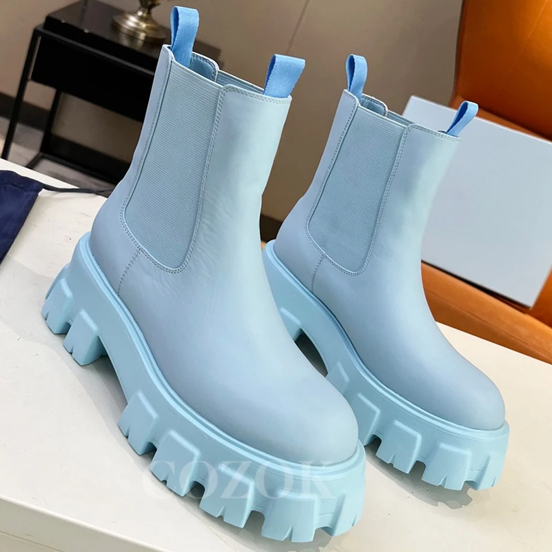 

Early Autumn Short Boots Internet Celebrity Non-slip Platform Ladies Boots Round Head Solid Color Women's Shoes 2023 New