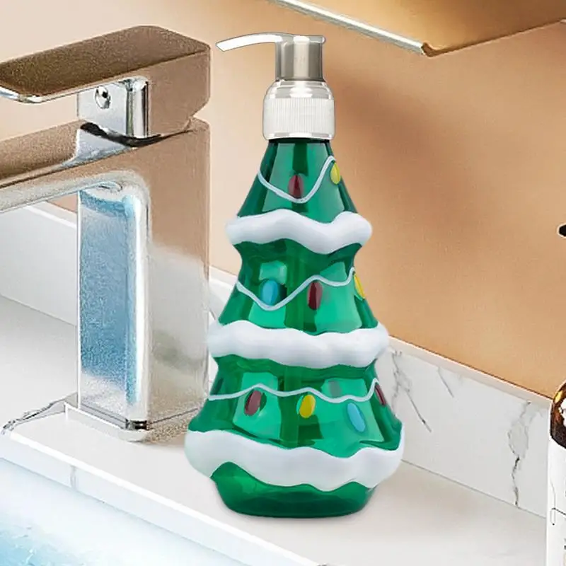 300ml Christmas Tree Santa Claus Soap Dispenser Refillable Bathroom Shampoo Bottle plastic Press Hand Sanitizer Emulsion Bottle 5