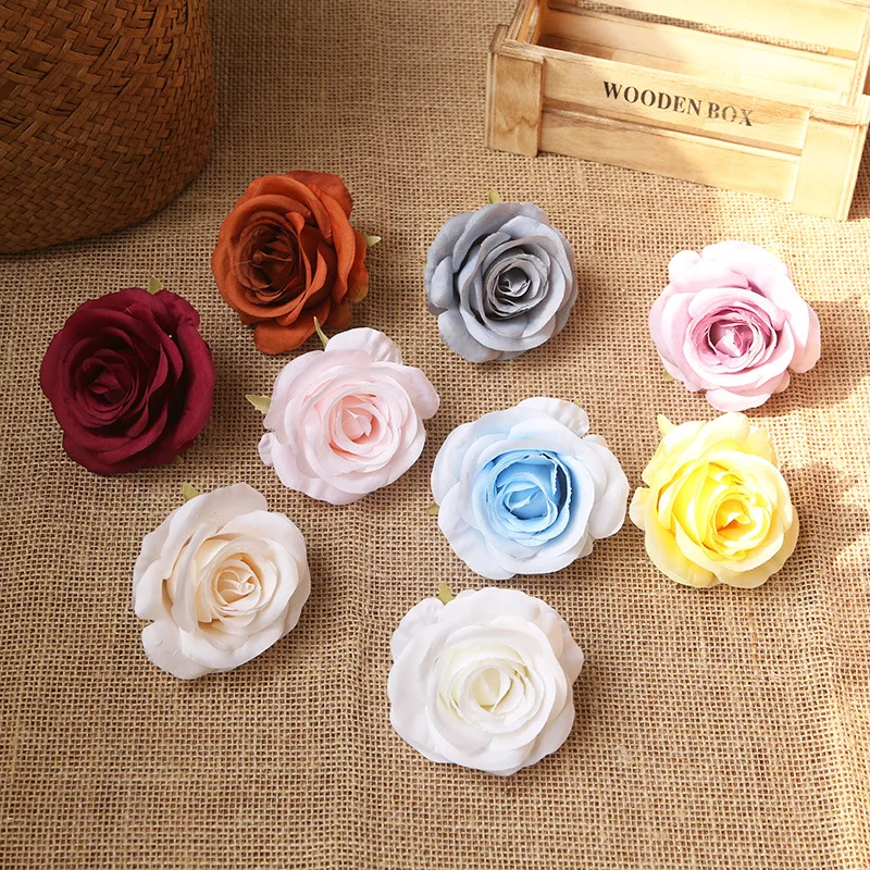 

Artificial Silk Rose Flower Head Wedding Flower Wall Accessories Valentine's Day New Year Decor Fake Flower Wreath Supplies