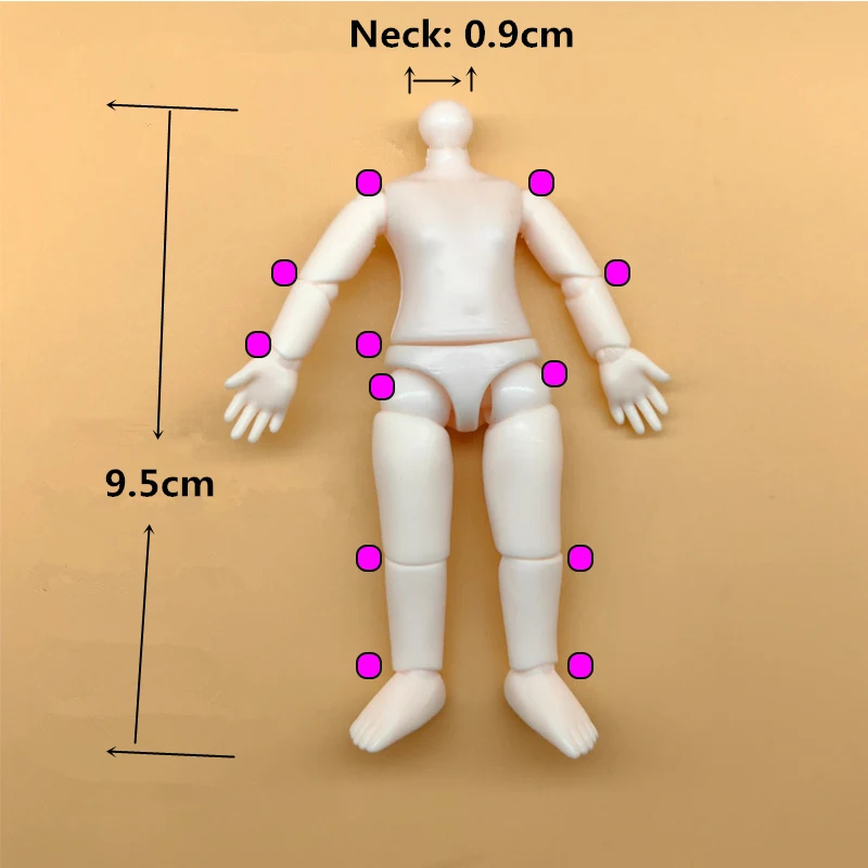 2 Pieces 9.5cm Heigh Doll Body 1/12 Bjd Multi Joints Movable Doll Body Girl Diy Dress Up Toy Accessories 2