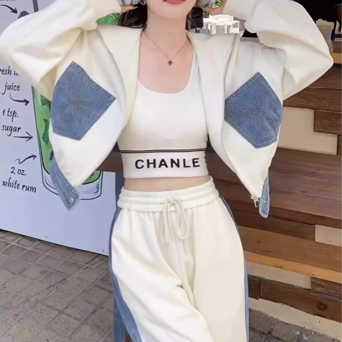 أطقم بذلة رياضية للركض من قطعتين للنساء ، معطف قصي...