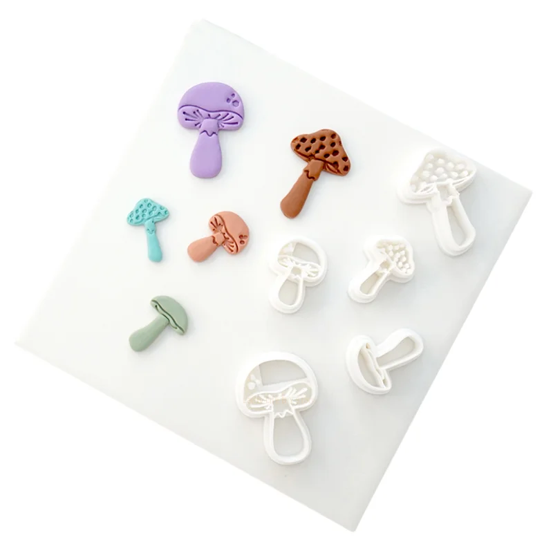 Mushroom Shape Polymer Clay Cutter 25/38mm Exquisite Mushroom Mold DIY Earring Pendant Printing Decoration Pottery Tools
