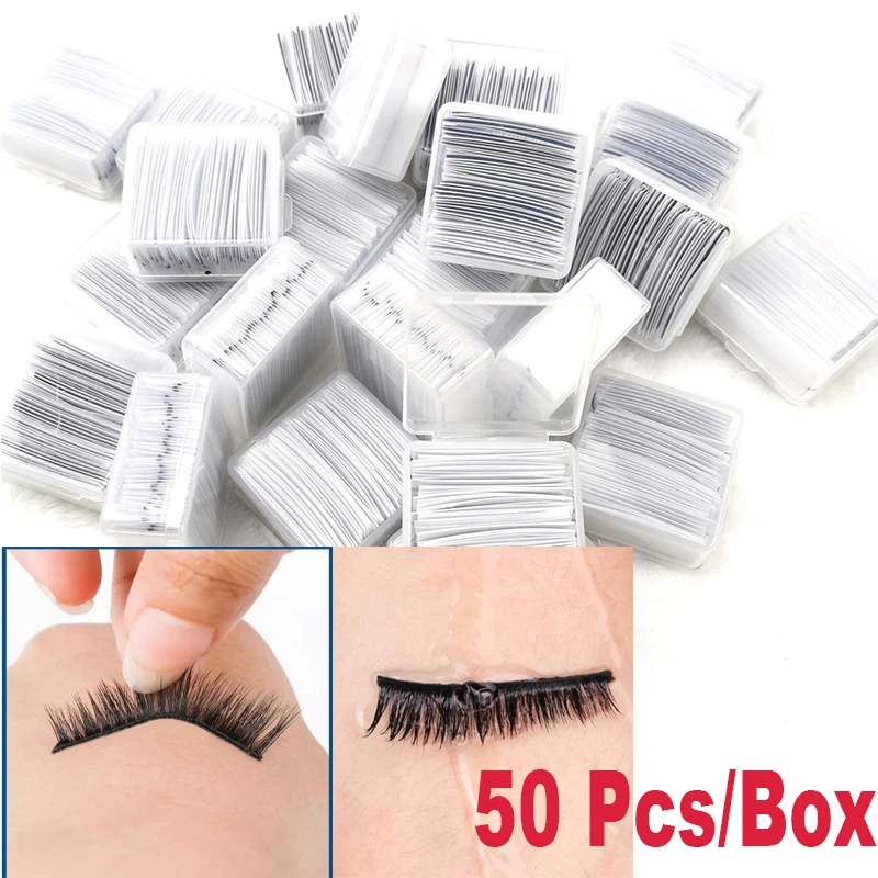 

50PCS/box False Eyelashes Glue Strip Reusable Self-Adhesive Glue-Free Eyelash Glue Strip Makeup Tool No Glue Eyelash Extension
