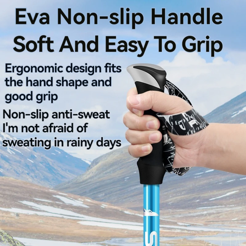 1PCS 4 Section Ultralight Hiking Sticks Foldable Hiking Poles Aluminum Hiking Poles Children Adult Retractable Cane Camping 2
