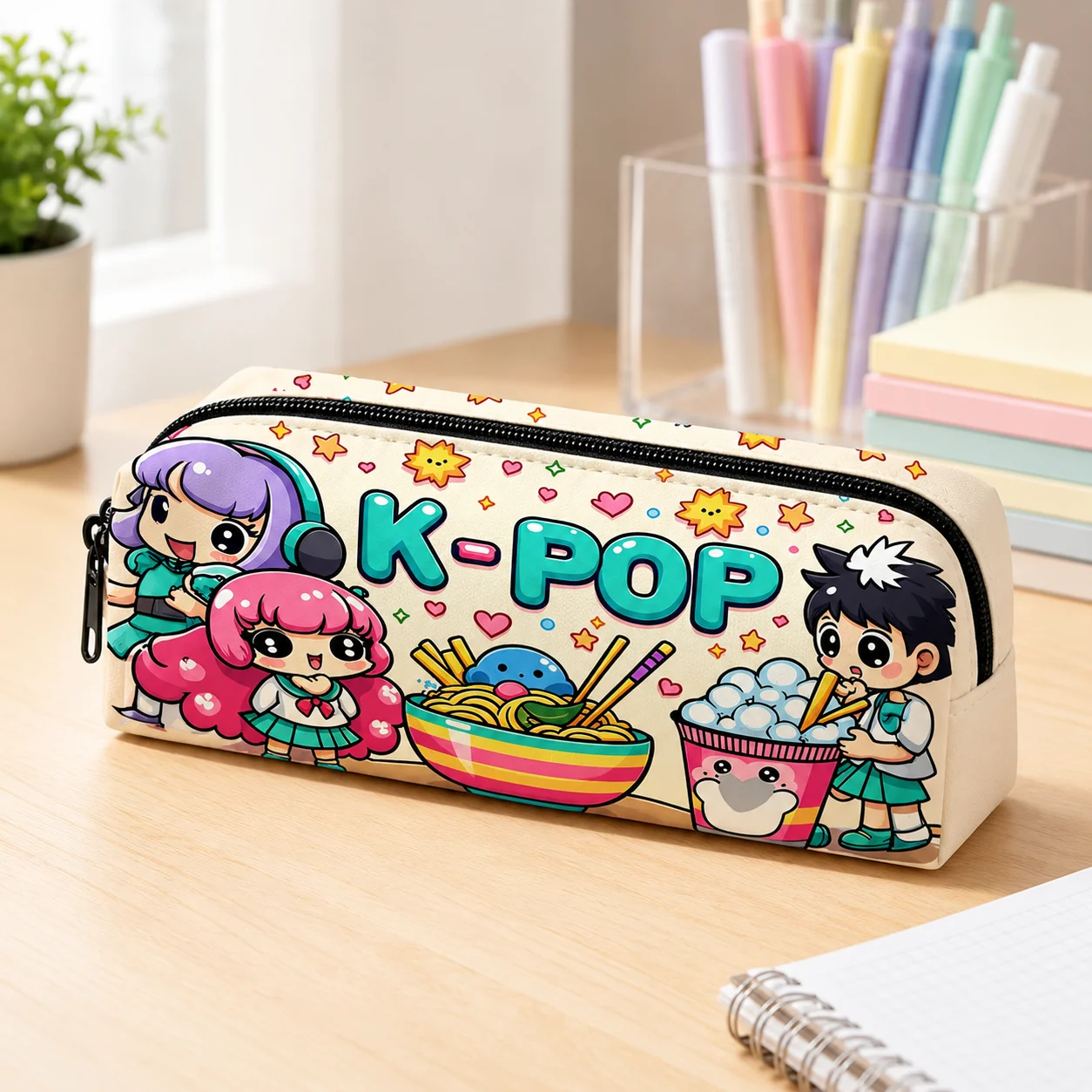 Astuccio Kpop con Cartoni Animati, Grande Capacità, per Ragazze e Studenti, Borsa Porta Cancelleria, Regalo per il Ritorno a Scuola