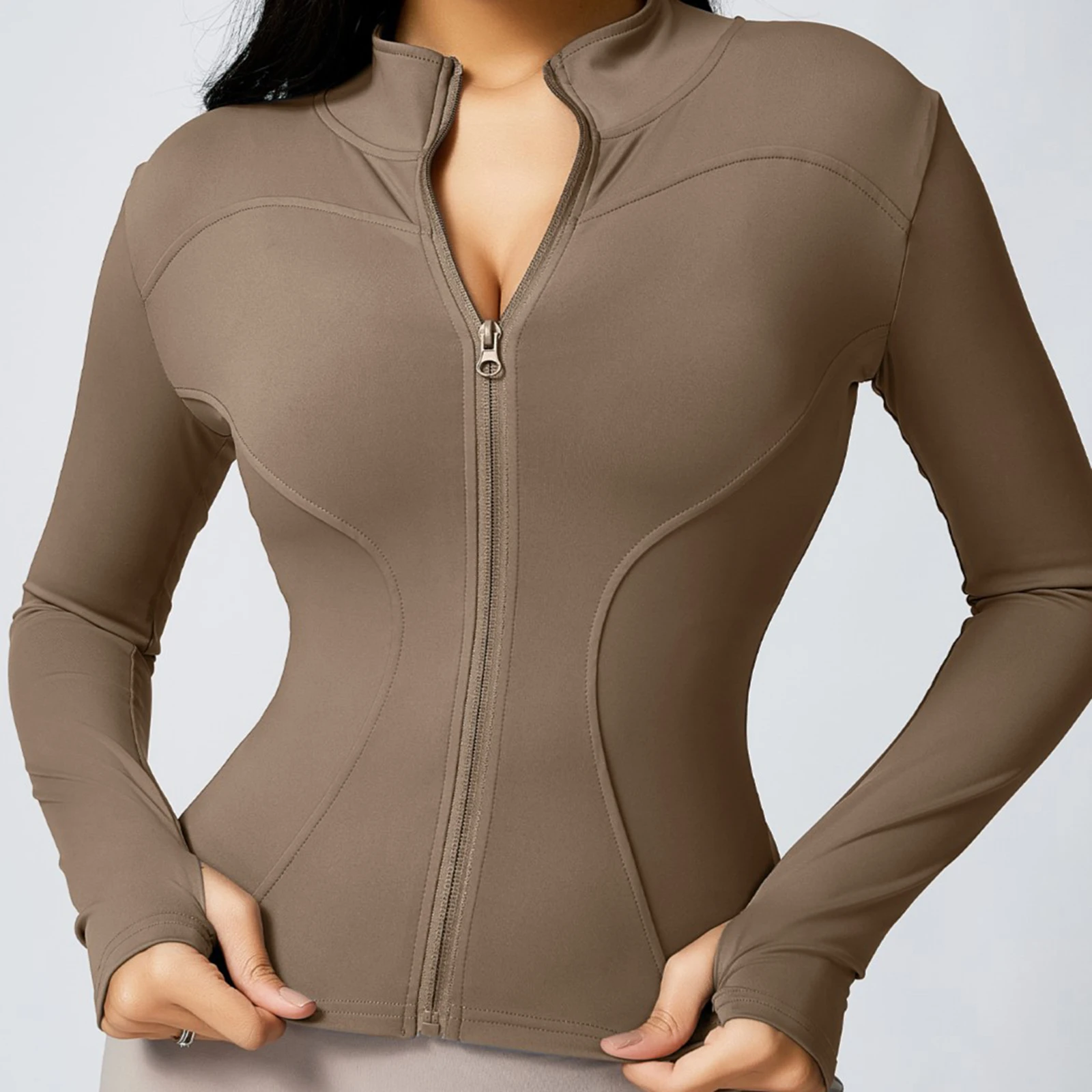 Women Yoga Coat Short Sports Workout Jacket Solid Color Quick Dry Lightweight Zip Up Fitness Athletic Slim Fit Tops