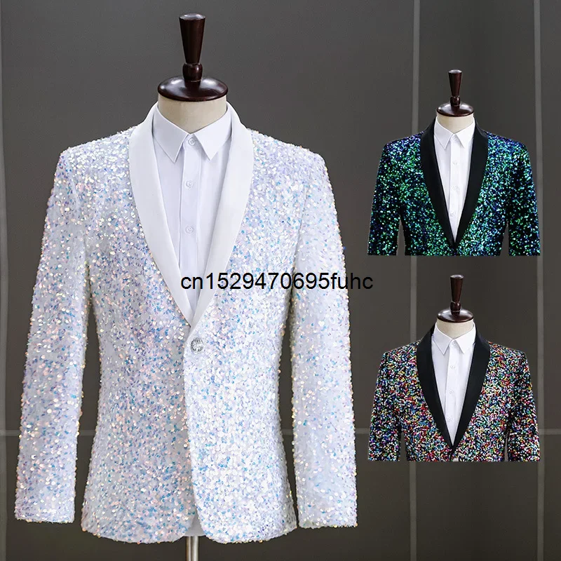 Men's Dress Sequins Fashion Stage Performance Suit Blazer