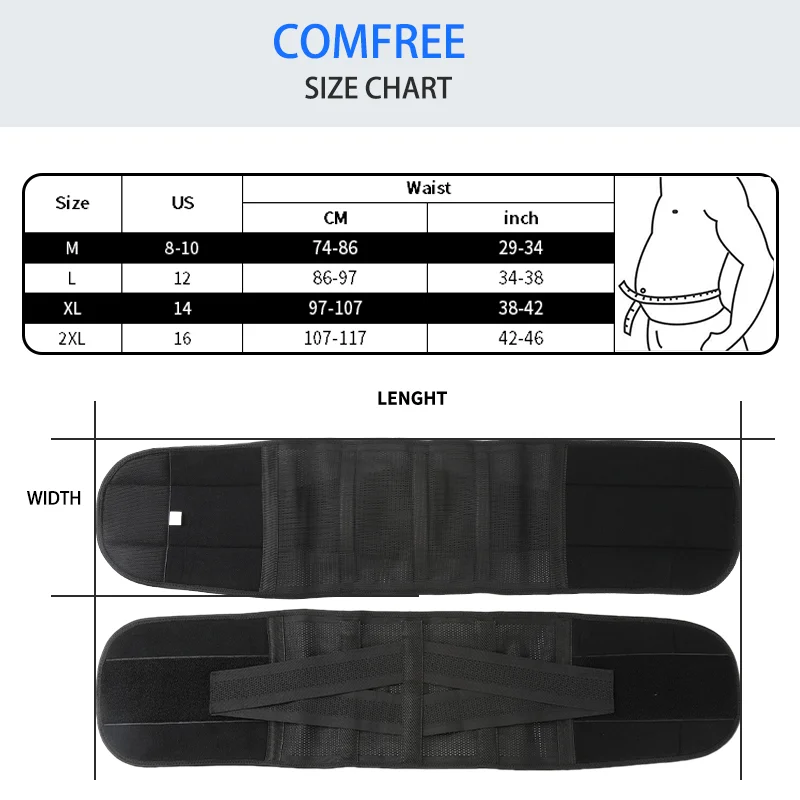 Men Waist Support Belt For Back Pain Waist Trainer Trimmer Belt Gym Waist Protector Weight Lifting Sport Body Shaper Corset Faja