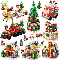 HUIQIBAO 6IN1 Christmas Elk Deer Santa Claus Building Blocks City Snow House Xmas Tree Bricks Set Toys for Children Kids Gift 1