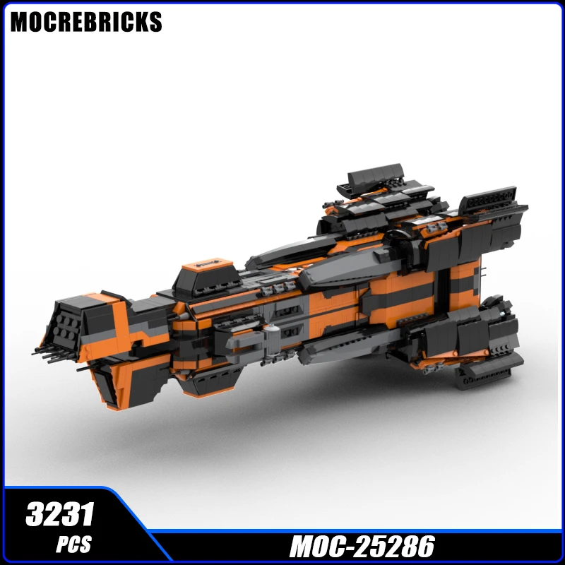 

Space War Series MOC Orange Warship Building Block MOC-25286 Technology Assembly DIY Model Education Puzzle Brick Toys for Gifts