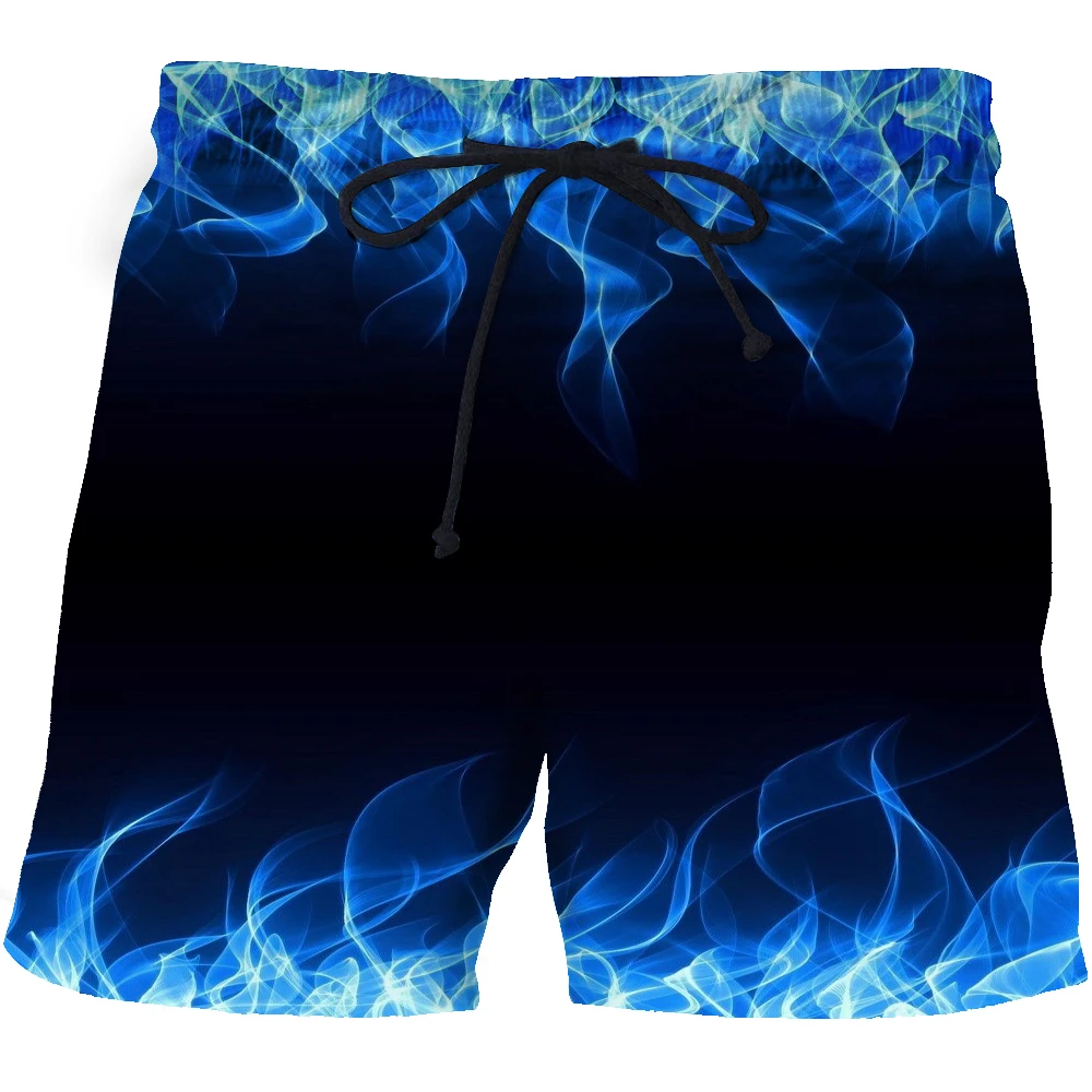 Adult Men's Children's 3d Printed Beach Pants Quick Dry Blue Flame Fitness Shorts Landscape Fun Street Thin Fashion Clothing 4