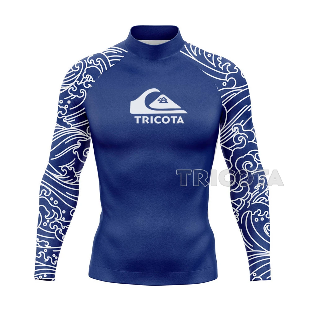 Men Surfing Swimwear Rash Guards Long Sleeve T-shirt Beach UV Protection Diving Swimsuit Water Sports Motorboat Boxing Wear Tops