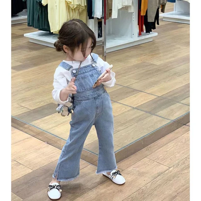 Girls' Korean Version Bow Jeans Kids Suspenders 2023 Spring And Girls' Casual Thin - Kids Jeans - AliExpress