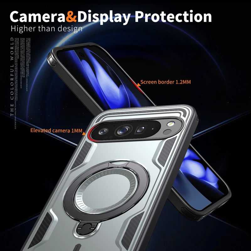 Military Drop-Proof Hard Case with 360° Adjustable Ring Stand