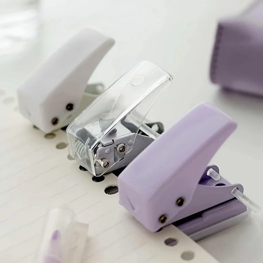 Mini Minimalist Hole Punch Scrapbook Paper Hole Punch Handheld Plastic Round Loose Binding Supplie 1pc