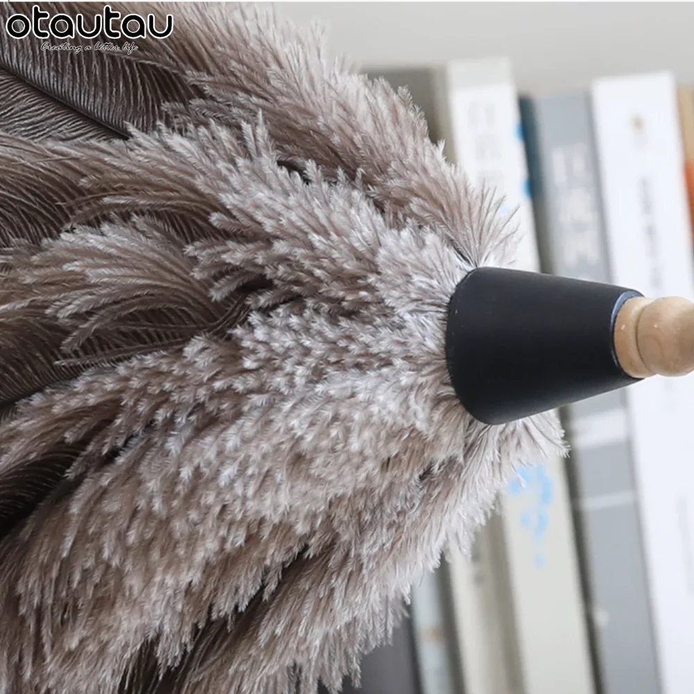 Real Ostrich Feather Duster Wood Handle Household Car Dust Brush Cleaner House Cleaning Tools