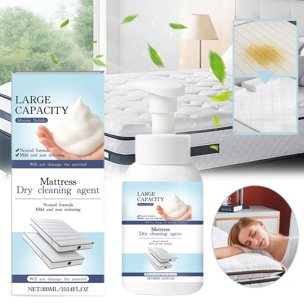 300ml Mattress Dry Cleaning Foam, Multi-Purpose Fabric Stain Remover, Neutral Formula Cleaner for Mattress, Sofa, Carpet Curtain