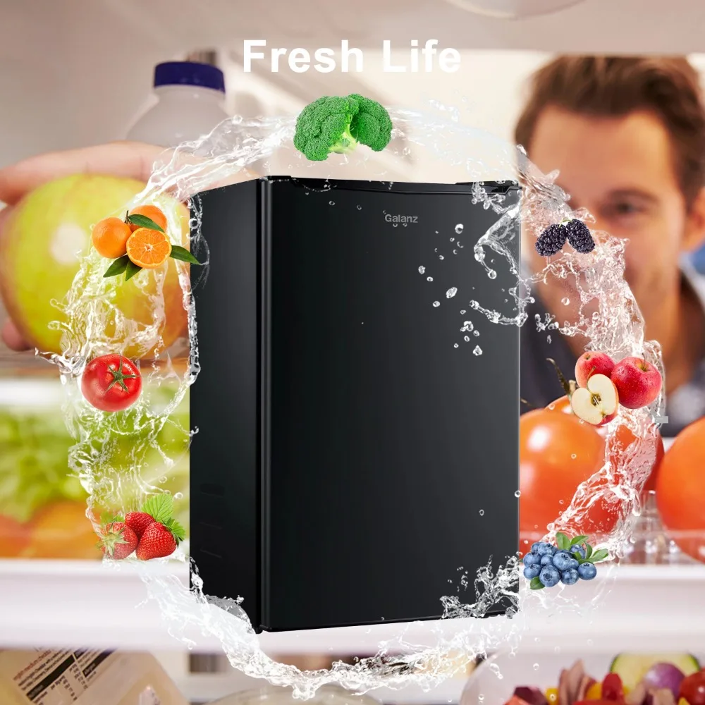 Galanz 3.3 Cu ft One Door Mini Fridge, Black Estar, New 5