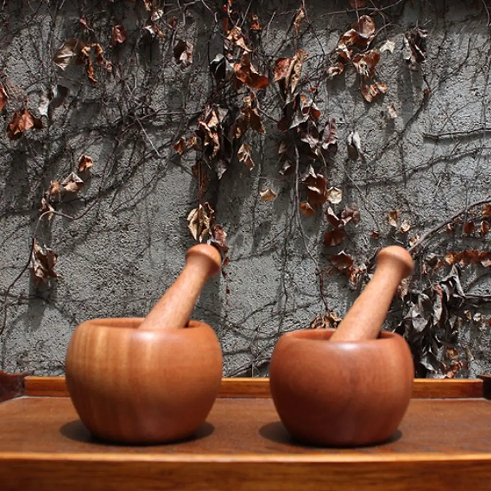 Utensili Da Cucina In Legno Durevoli Vecchio Stile Mash Pepper Mortaio Pestello Grinder Medicine Masher Spice Crusher
