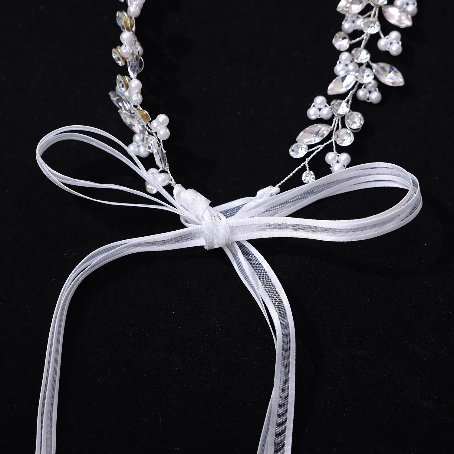 SLBRIDAL 핸드메이드 트렌디 크리스탈 라인스톤 진주 브라이덜 헤어밴드 웨딩 헤어 악세사리 여성 들러리 헤드드레스 쥬얼리