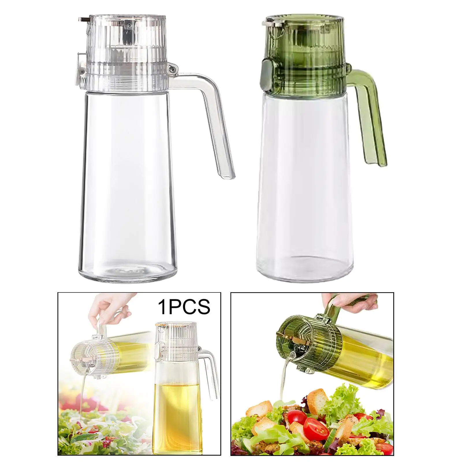 Glass Oil Bottle Vinegar Cruet Dustproof Easily Clean Pourer Automatic Cap for Soy Olive Oil Blend Oil Rapeseed Oil Vinegar