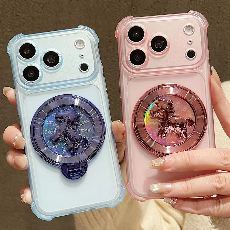 Luxury Rotating Gyro Magnetic Soft Clear Stand Case