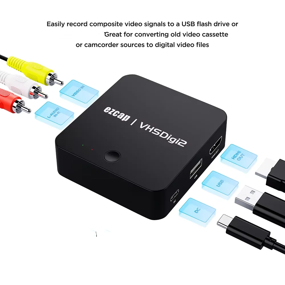 Analog VHS to Digital Video Recorder Converter AV HD Video Capture Recorders For U Hi8 VCR DVR Camcorder Tape Digitizer