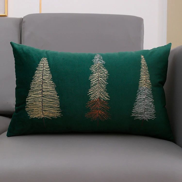Christmas Decoration Cushion Cover 45x45cm 30x50cm Christmas Tree Snowflake Embroidery Pillow Case Red Green Square Pillow Cover