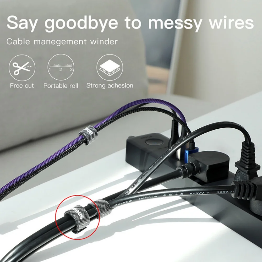 Baseus Velcro Straps Cable Organizer Charging Data Cable Network Winder Clip Office Desktop Management