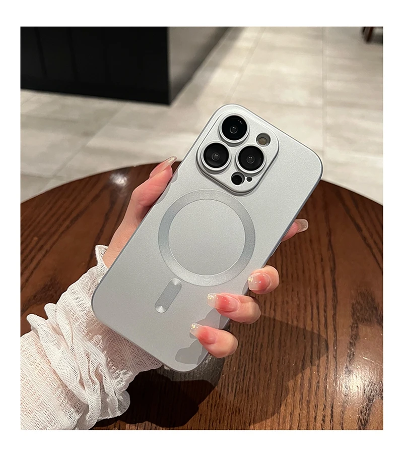 حافظة شحن لاسلكي Magsafe لهاتف iPhone ، غطاء مغناطيسي لين ، أسود فاخر ، iPhone 16 ، 15 ، 14 ، 13 ، 12 ، 11 Pro Max