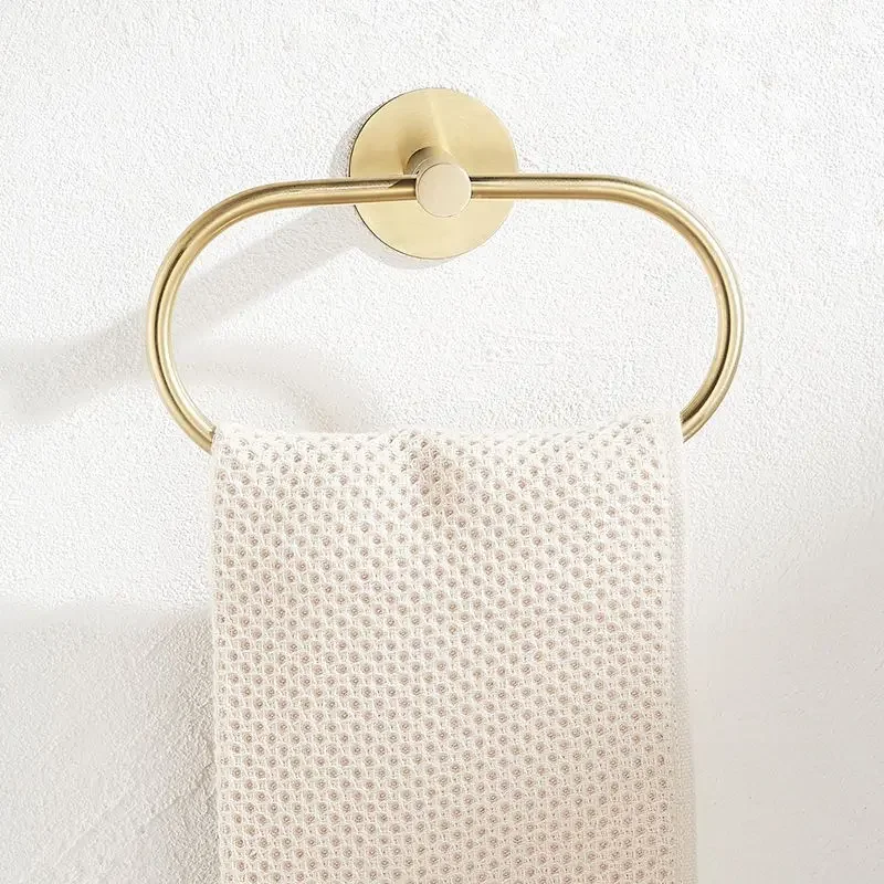 Creative 304 Stainless Steel Circular Towel Rack, Wall Light, Brushed, Gold, Silver, Black, Home, Hotel, Bathroom Supplies, 1Pc