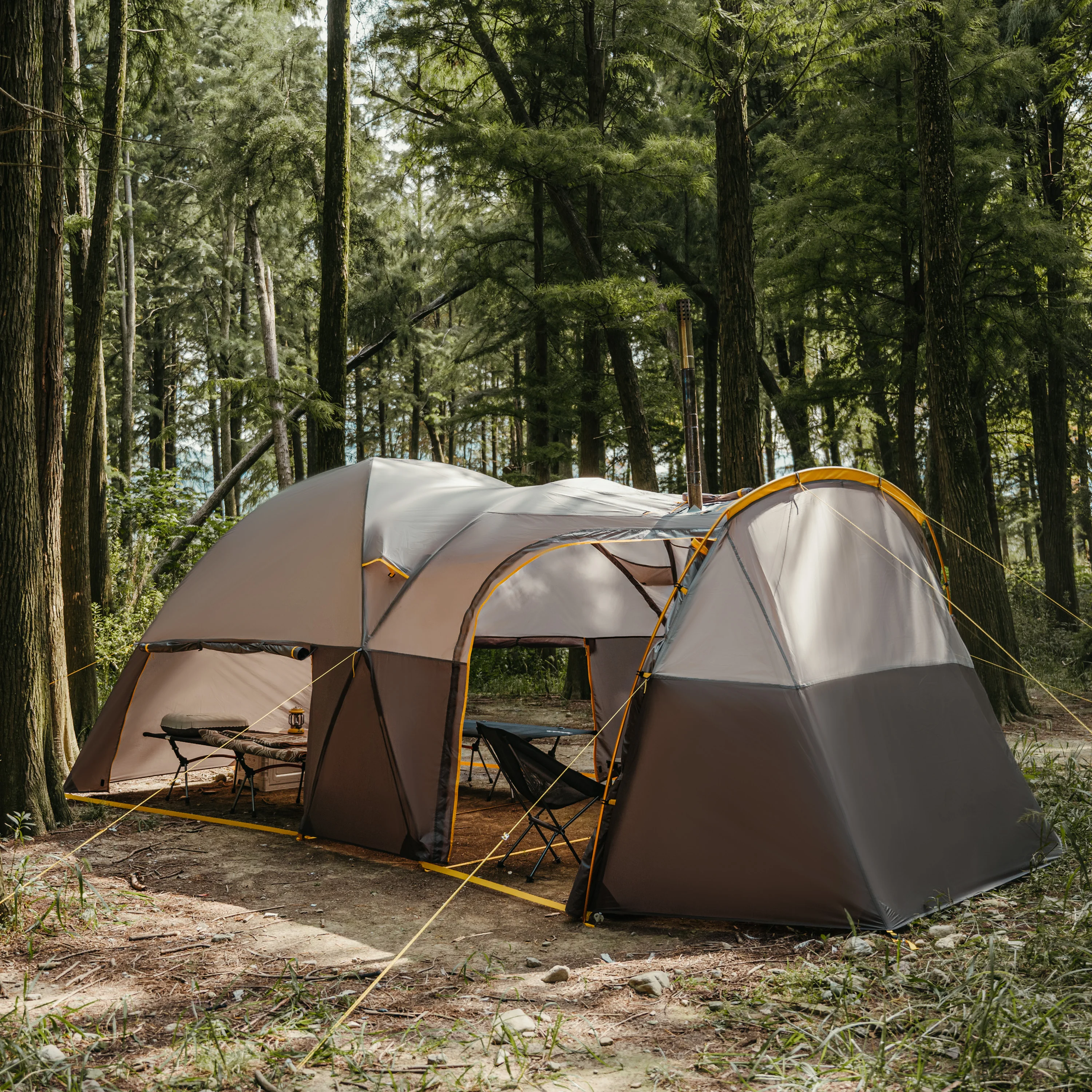 Naturehike KOTA6 Tunnel Tent 70D One Room One Living Room Large Space 4 SeasonTent Outdoor Travel Waterproof Tents With Chimney