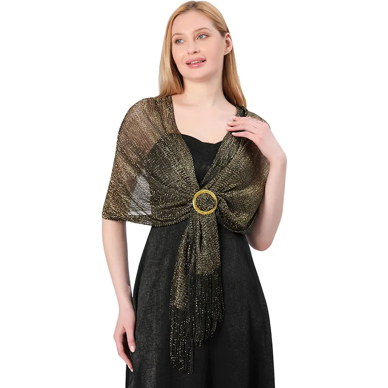 Sparkling Metallic Scarf with Buckle Women's Evening Party Shawl Gold  Silver Shiny Shawls for Bridal Bridesmaid Wedding Wraps - AliExpress  200000297