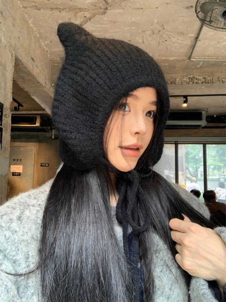 Gestrickte Gehörschutz hüte für Frauen & Männer Winter warme Mützen Mützen Outdoor Ski Sturmhaube Lätzchen Ohr kappen Damen Schädel hüte Gorros – Detail 6