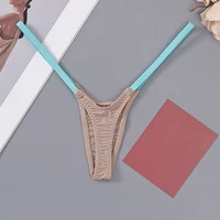 Sous-vêtements Sexy pour femmes, dos en T, bretelles fines, taille basse, coutures multicolores, tongs respirantes, Mini string chaud, 1 pièce 6