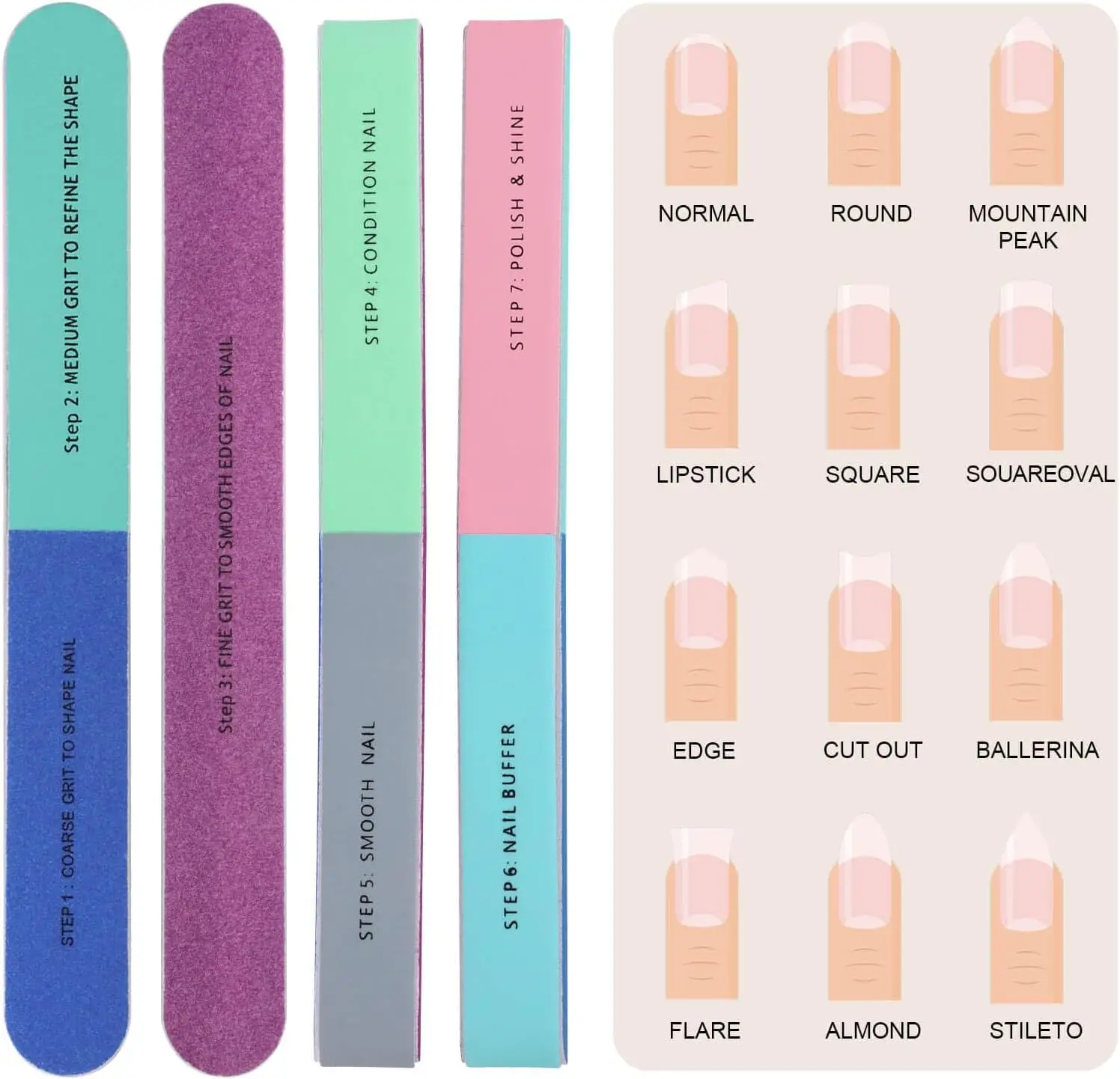 7 Sides Nail Files Professional Polisher For Nail Art Manicure Polishing Block Accessories Cream Tools