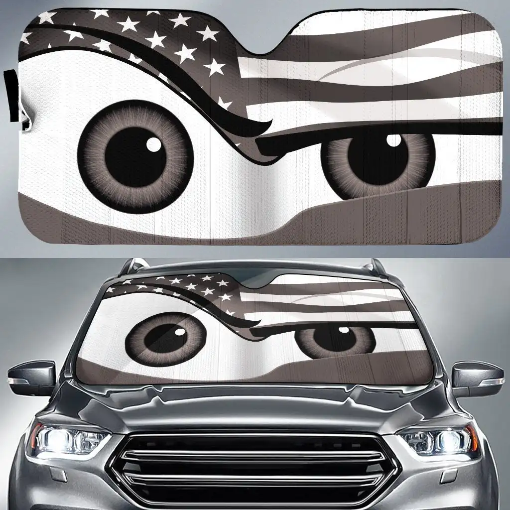 Car Windshield Sun Shade Funny Car Eyes Visor WearResistant Black Tape Foldable car sunshade windshield sunshade windshield sun shade