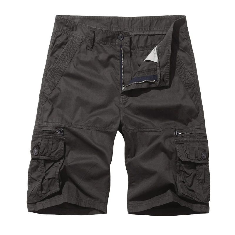 thumbnail image 1 of Pantalones cortos holgados informales de talla europea para hombre con múltiples bolsillos, 1 of 5