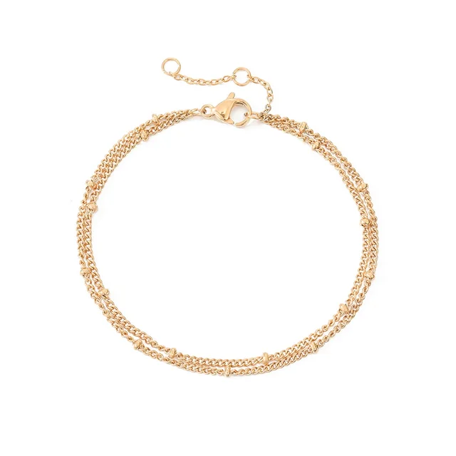 Bracelet en acier inoxydable pour femme, boule simple, bijoux superposés,  perles fines, jambe, SION L, nouveau